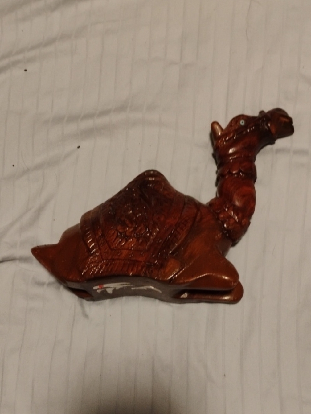 Hand-Carved Wooden Camel Figurine - Brown
